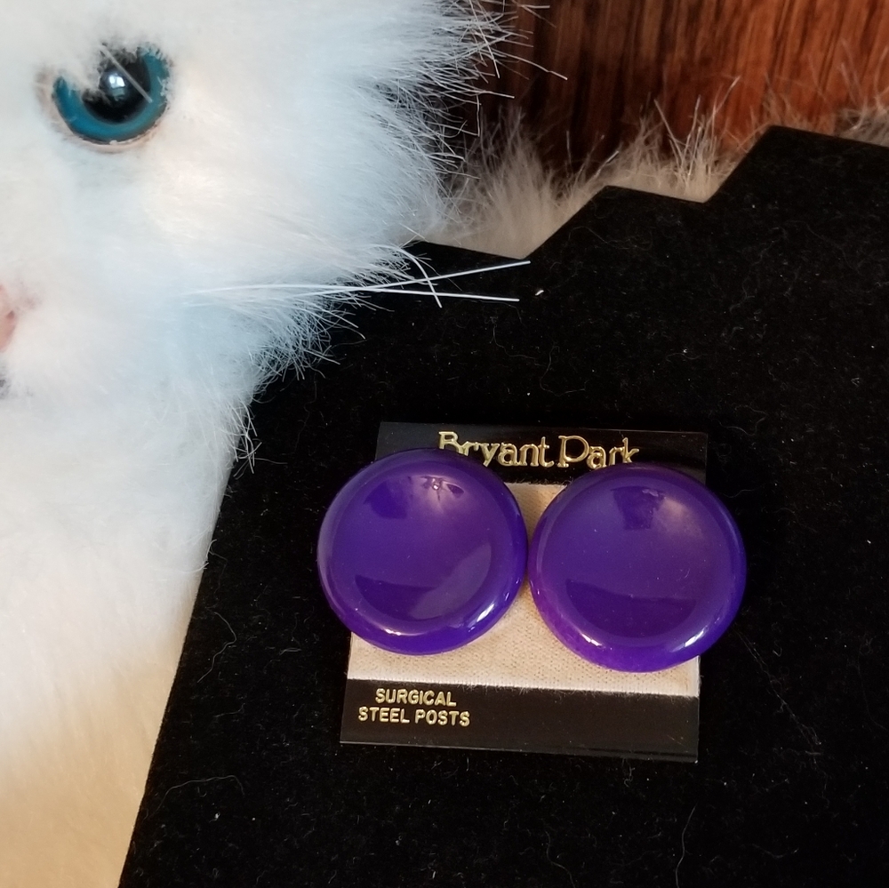 NWT Bryant Park purple circle pierced earrings